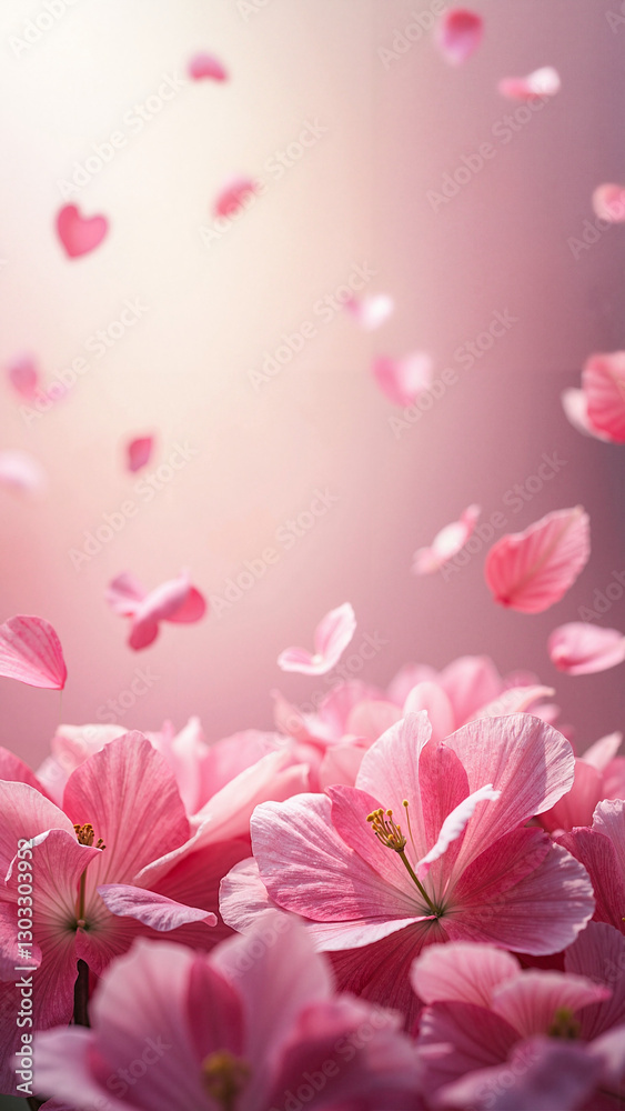 Enchanting Mother's Day Floral Abstract: Pink Petals and Hearts for Greeting Cards, Social Media, and Beauty Brand Campaigns Enchanting Mother's Day Floral Abstract: Pink Petals and Hearts for Greeting Cards, Social Media, and Beauty Brand Campaigns