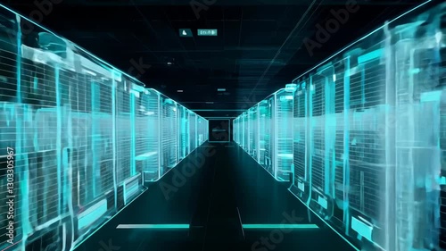 Virtual data center corridor with cloud servers providing compute power
