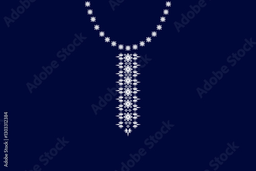 Geometric ethnic neckline flower pattern background. traditional style. decoration, textile, fabric, clothing.