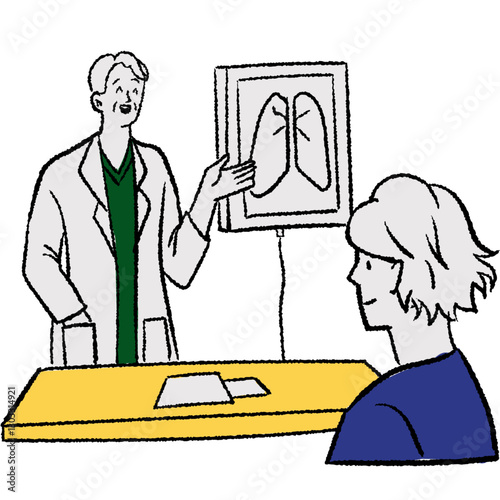 vector of a patient listening to a cardiologist's explanation