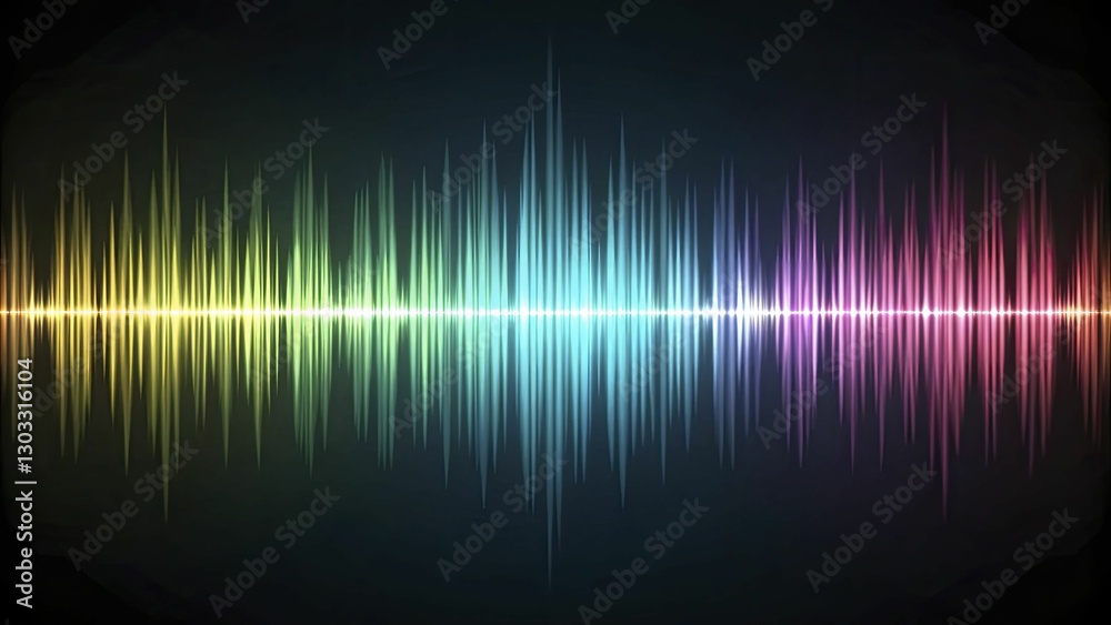 A glowing digital sound wave on a dark background, with neon gradients pulsing across its length A glowing digital sound wave on a dark background, with neon gradients pulsing across its length