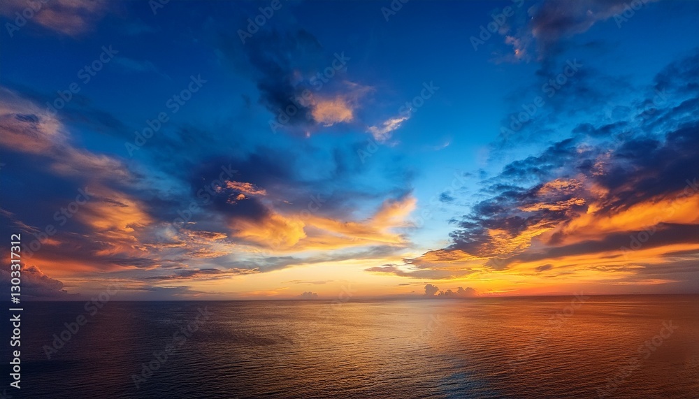 Fototapeta premium blue and orange sky at sunset