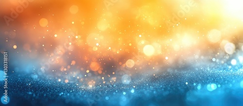 Abstract background featuring vibrant bokeh lights, soft gradient of orange and blue colors, creating a warm and inviting atmosphere