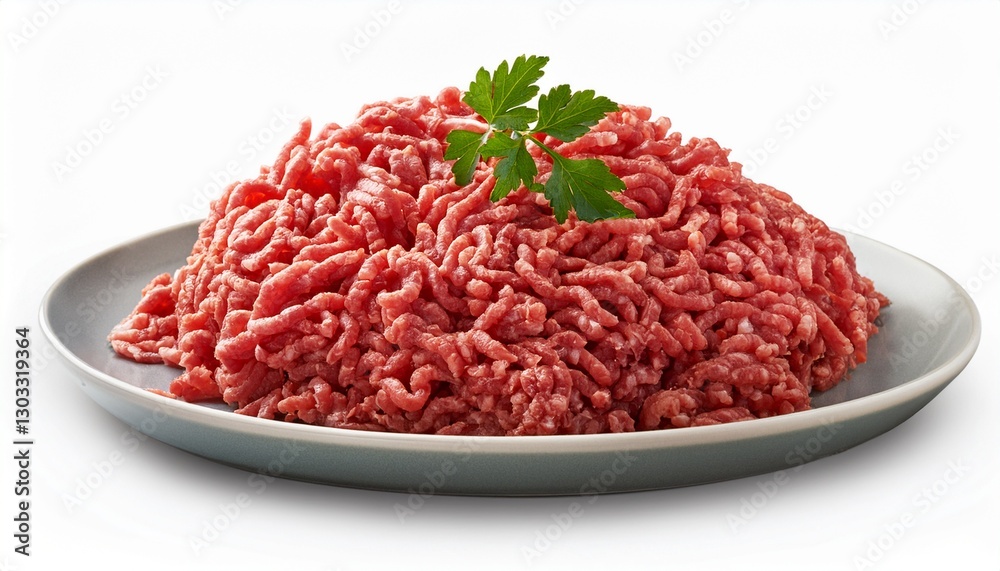 a portion of cooked minced meat on a white background a portion of cooked minced meat on a white background