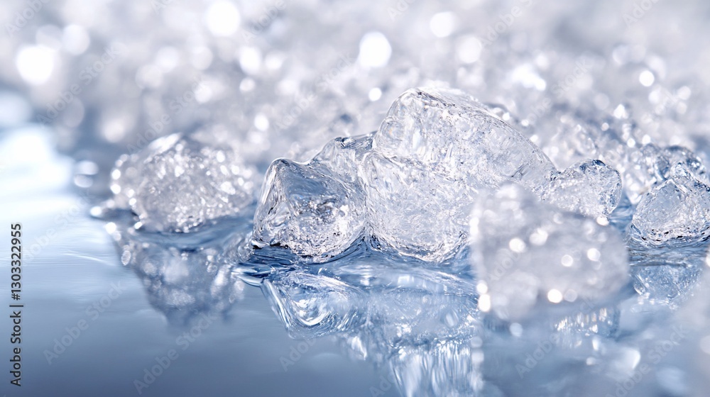 Obraz premium Sparkling ice cubes melting on cool surface