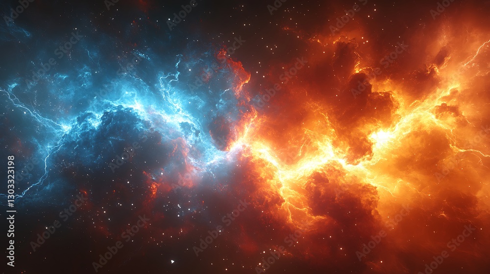 Fototapeta premium Red blue lightning explosion high resolution hd picture