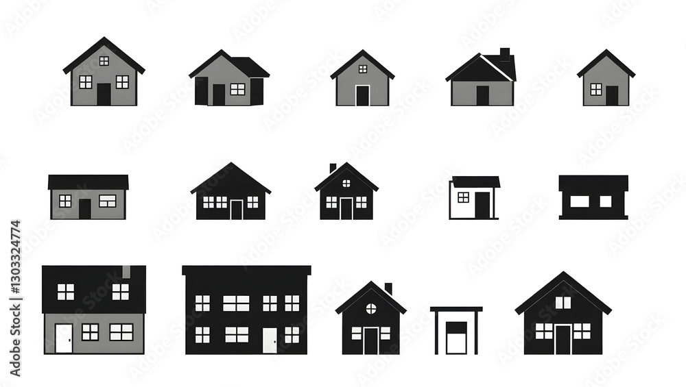 a collection of various small houses, home illustrations with different designs a collection of various small houses, home illustrations with different designs