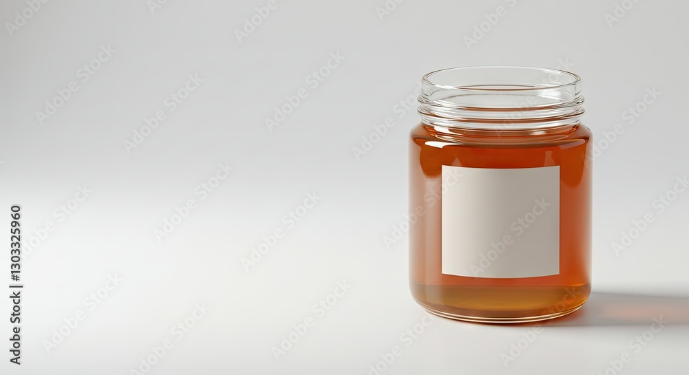 Honey Jar Mockup: A Clean, Minimalist Product Shot of Honey in a Glass Jar with a Blank Label, Perfect for Branding and Packaging Design Honey Jar Mockup: A Clean, Minimalist Product Shot of Honey in a Glass Jar with a Blank Label, Perfect for Branding and Packaging Design