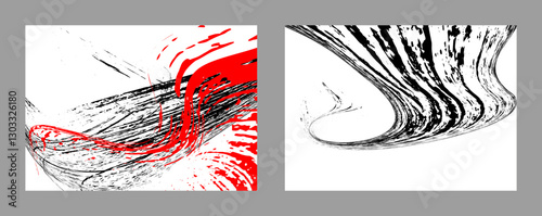 Strokes of black and red paint on a white background. Set of two templates. Graffiti element. Design template for the design of banners, posters, booklets, covers, magazines. EPS 10