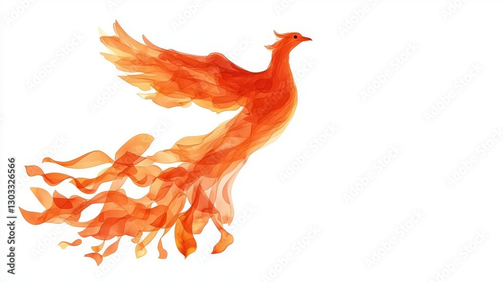 Obraz premium A vibrant, artistic representation of a phoenix in fiery hues of orange and red.
