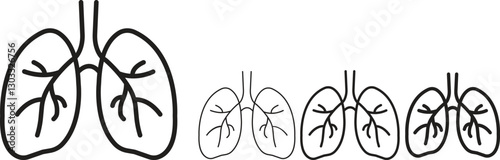 Human Lungs Icon Set | Medical Respiratory System Vector | Health & Anatomy Line Art