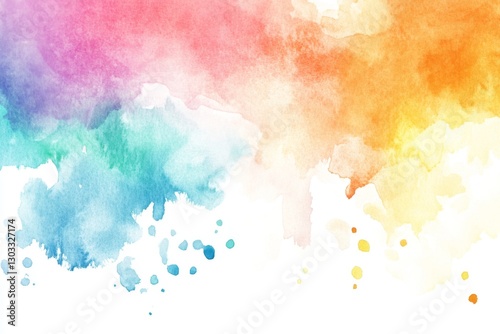 Colorful watercolor splatters on white background