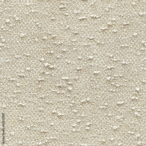 Retro boucle fabric texture cream seamless pattern, mid-century style realistic upholstery canvas background.
