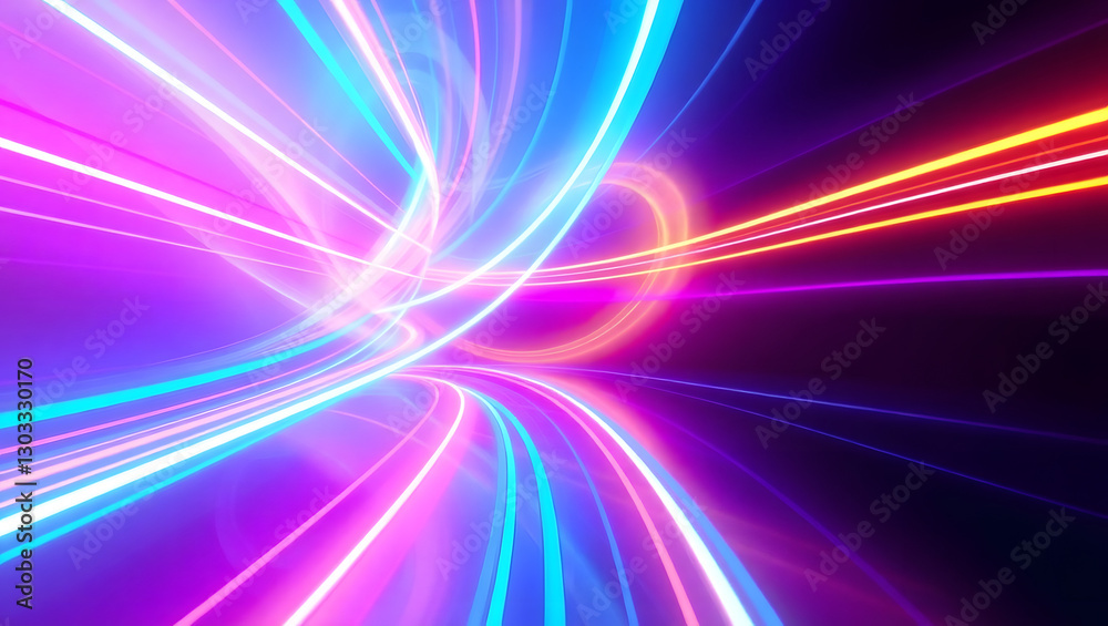 a vibrant, futuristic tunnel with dynamic, colorful light trails weaving through it, creating a sense of speed and energy a vibrant, futuristic tunnel with dynamic, colorful light trails weaving through it, creating a sense of speed and energy