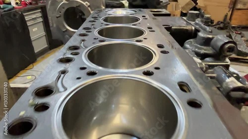 Clean metal engine block, ready for assembly and performance.