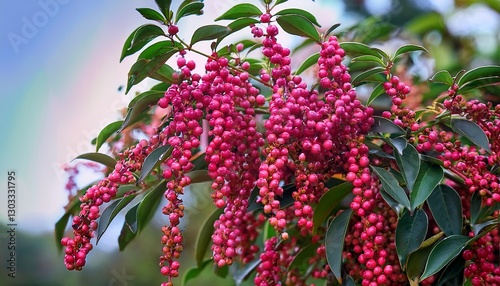 a pink pepper tree with peppercorns called schinus molle also known as peruvian pepper tree photo