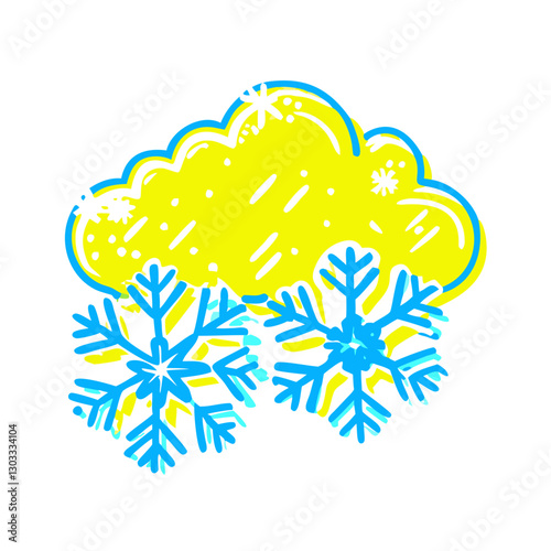 Snowfall icon with snowflakes and clouds, winter weather concept