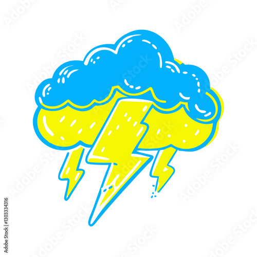 Thundercloud icon with lightning, weather symbol concept