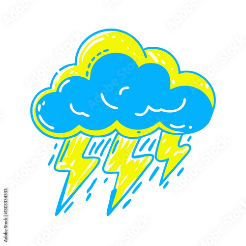 Thundercloud icon with lightning bolts, weather phenomenon concept