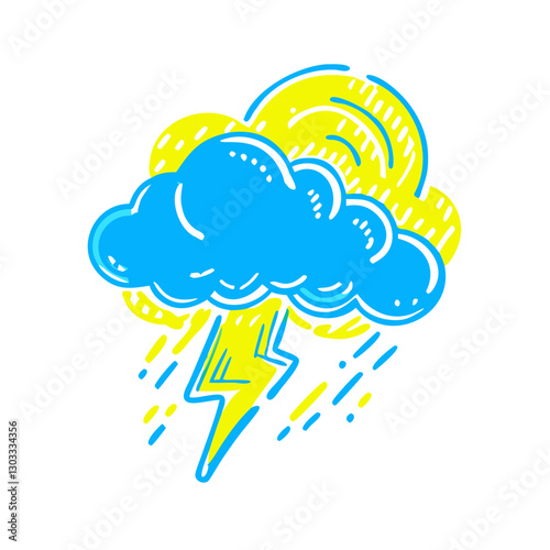 Thunderstorm icon with lightning, vibrant weather concept