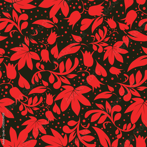 Elegance pink floral stems seamless pattern on a grey background. Vector hand drawn. Artistic, abstract flowers and tiny leaves, buds bells printing. Template for designs, fabric, fashion, textile
