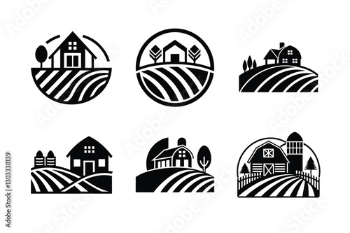 Set of an agro farm vector icon.