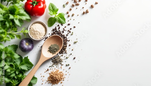Fresh Herbs and Spices_ Cooking Ingredients on White