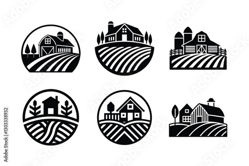 Set of an agro farm vector icon.