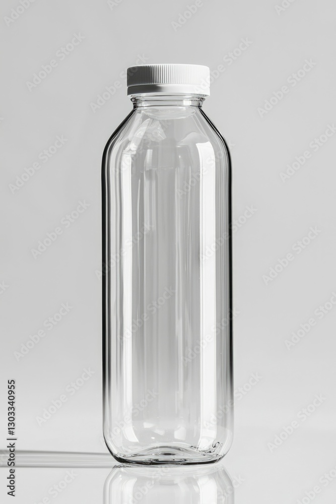 Clear bottle isolated on bright background. Mockup for packaging and liquid products Clear bottle isolated on bright background. Mockup for packaging and liquid products
