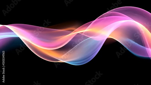 Vibrant, flowing abstract artwork with colorful, curved lines and a dark, black background.