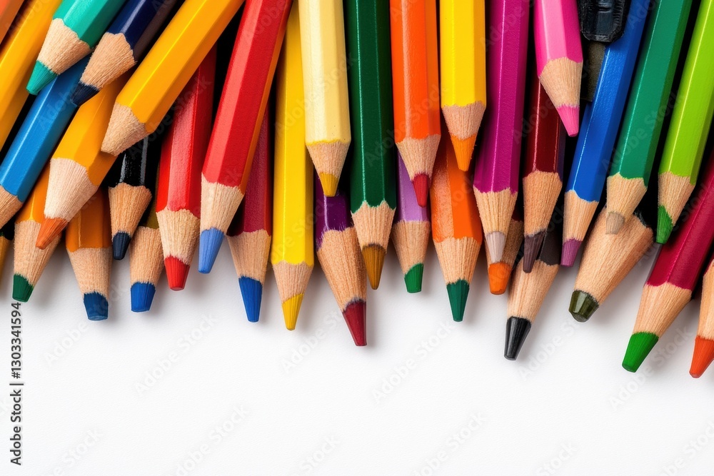 Colorful Pencils Piled Together on a White Background for Art Colorful Pencils Piled Together on a White Background for Art