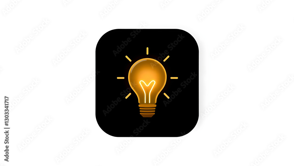 a illuminated light bulb symbol on black background a illuminated light bulb symbol on black background