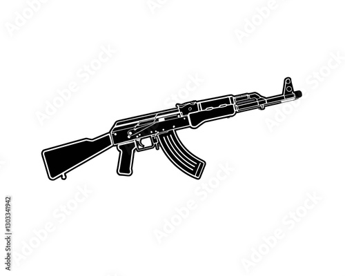 AK-47 gun icon vector in black color with white background