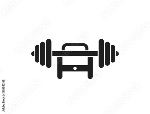 Bench press icon vector in in black color with white background 