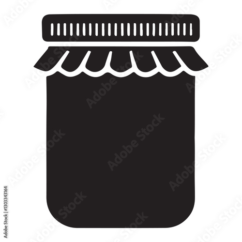 Homemade Preserves Vector Icon Illustration Delicious Fruit Jam Silhouette