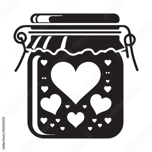 Heart Collection Vector Icon Illustration Glass Jar Silhouette Artwork