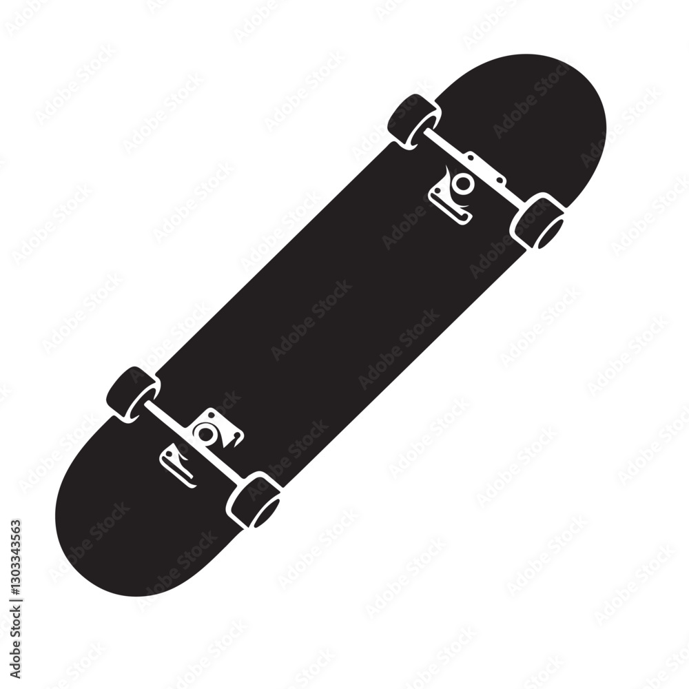 Skateboard with Detailed Trucks and Wheels Vector Silhouette Graphic Skateboard with Detailed Trucks and Wheels Vector Silhouette Graphic