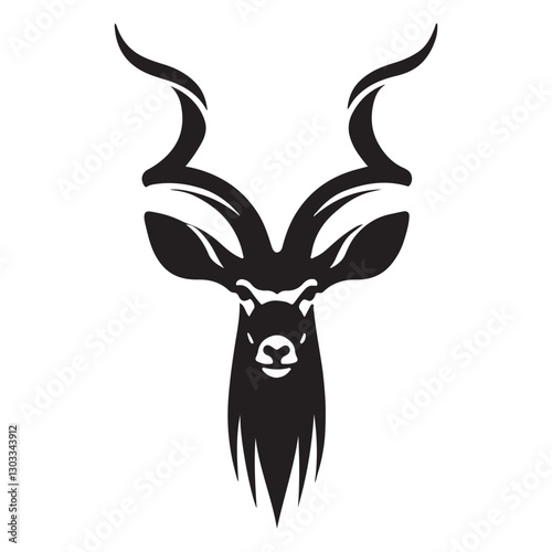 Majestic Kudu Head Silhouette Vector Graphic for Wildlife Enthusiasts