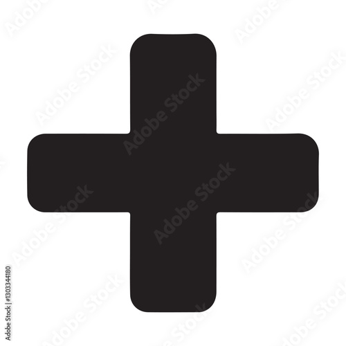 Black plus sign symbol image for math concepts and addition