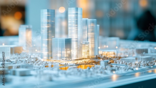 Fototapeta Naklejka Na Ścianę i Meble -  Urban model city display, illuminated, architectural