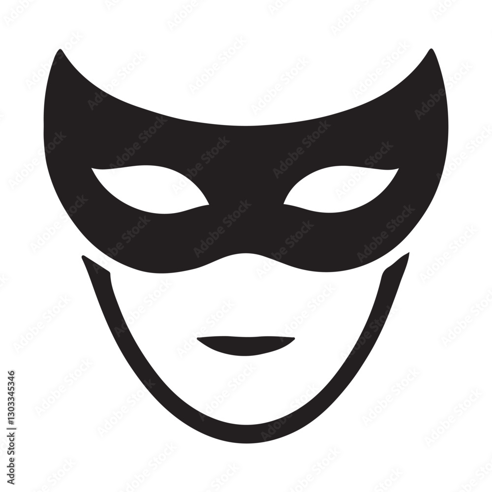 Black Mask Icon Anonymity and Mystery Character Face Silhouette Black Mask Icon Anonymity and Mystery Character Face Silhouette