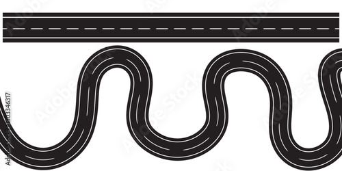 Curving tarred road or highway logo vector. road or highway design vector on White background. EPS 10.