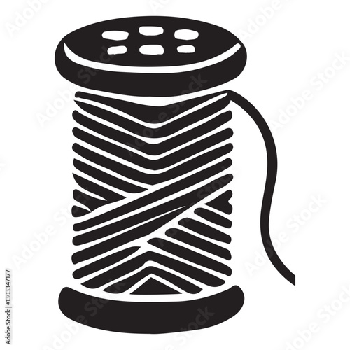 Classic Thread Spool Silhouette Vector Illustration for Sewing Projects