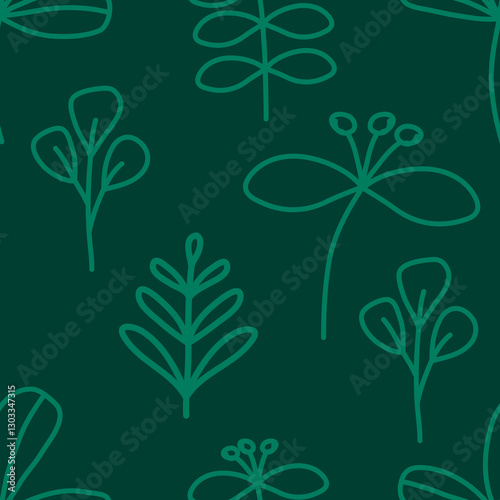 A seamless pattern with boho spring leaves