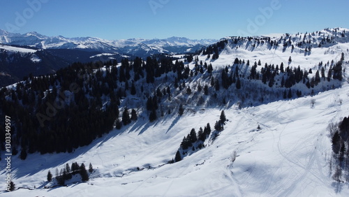snow covered mountains in winter