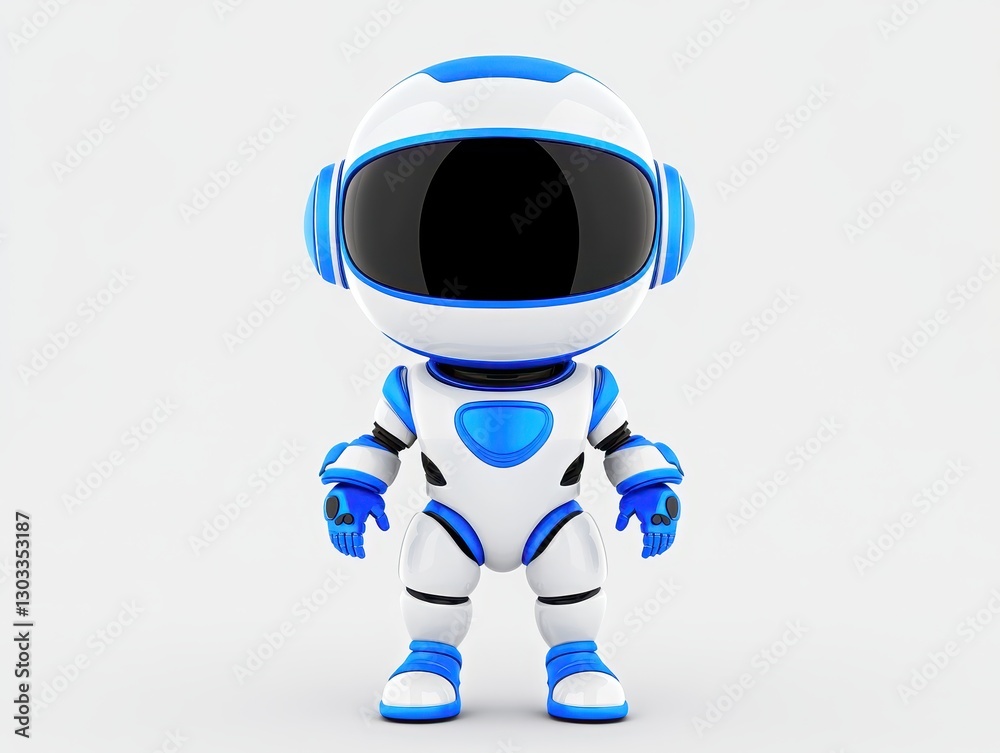 Cute cartoon astronaut character standing against a plain background, ready for adventure Cute cartoon astronaut character standing against a plain background, ready for adventure