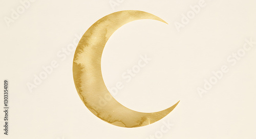 Elegant watercolor crescent moon design golden hues illustration art sky on transparent background