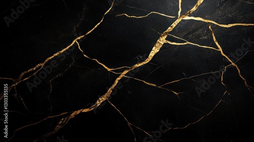 Golden Veins on Obsidian: A Luxurious Black and Gold Marble Texture