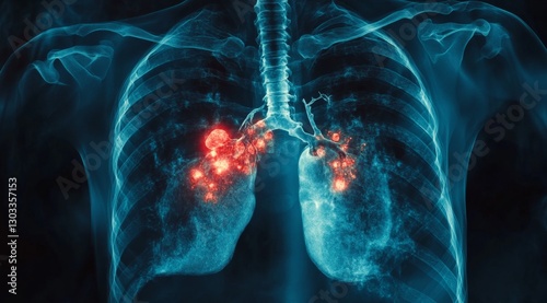 Lung X-ray showing pulmonary nodules