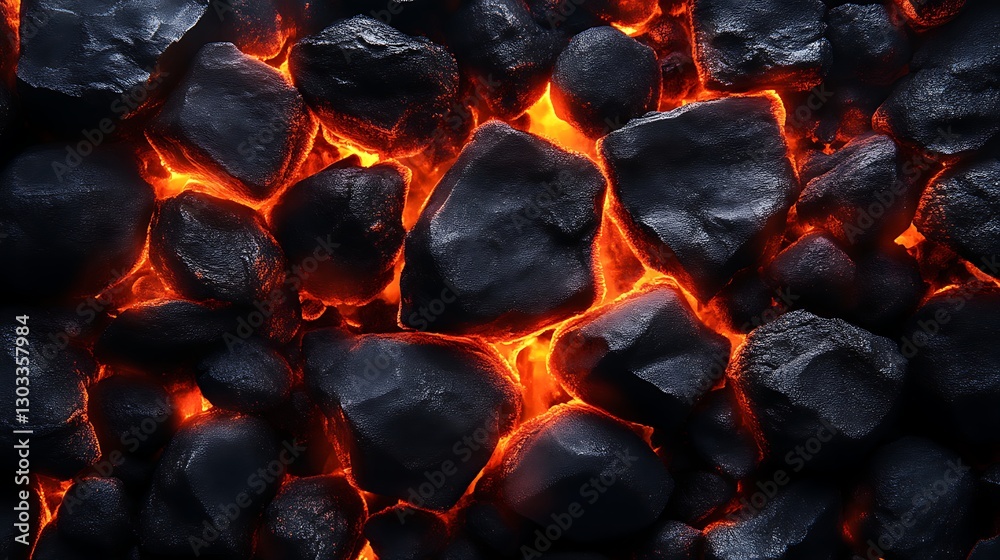 Burning coals glow darkly. Solid fuel. Close Burning coals glow darkly. Solid fuel. Close